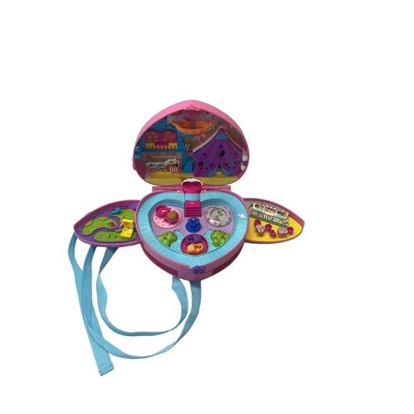 Polly Pocket Tiny Is Mighty Theme Park Backpack Pink Heart Carry Case Kids Toy - Picture 1 of 7